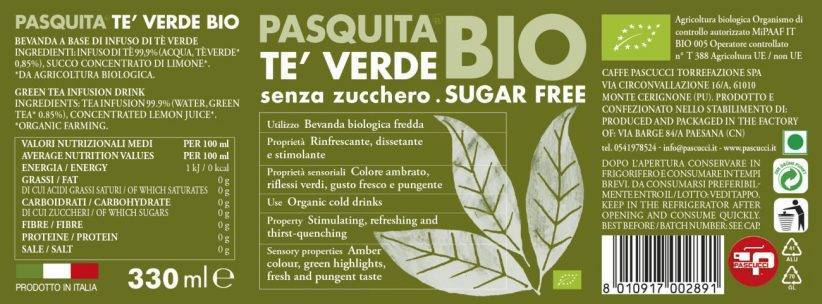 Organic Green Tea Sugar Free Pasquita Bio - Image 2