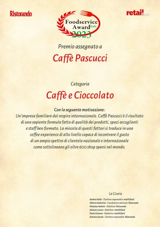 Caffè Pascucci vince il Foodservice Award 2023!