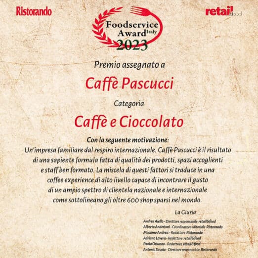 Caffè Pascucci just won the Foodservice Award 2023!